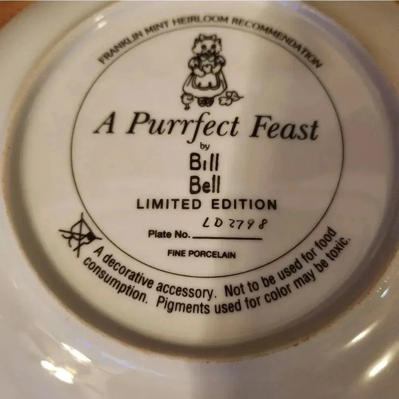 Vintage‎ Bill Bell A Purrfect Feast plate - Picture 5 of 7